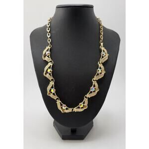 Vintage Aurora Borealis Rhinestone Link Necklace